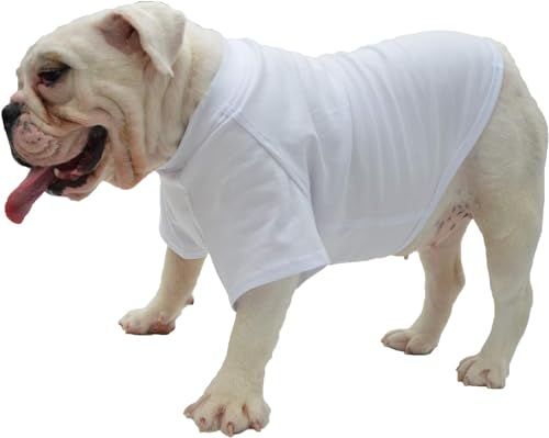 Lovelonglong Hund T-Shirt, 100% Baumwolle, Haustier T-Shirt, Hund-Unterhemd T-Shirts Für Französische Bulldoggen, Englische Bulldoggen, Möpse White B-L von lovelonglong