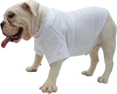 Lovelonglong Hund T-Shirt, 100% Baumwolle, Haustier T-Shirt, Hund-Unterhemd T-Shirts Für Französische Bulldoggen, Englische Bulldoggen, Möpse White B-XL von lovelonglong