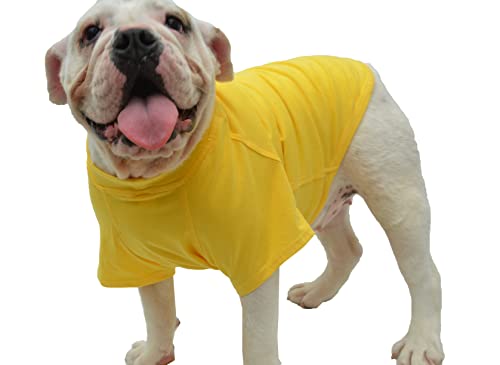 Lovelonglong Hund T-Shirt, 100% Baumwolle, Haustier T-Shirt, Hund-Unterhemd T-Shirts Für Französische Bulldoggen, Englische Bulldoggen, Möpse Yellow B-XL von lovelonglong