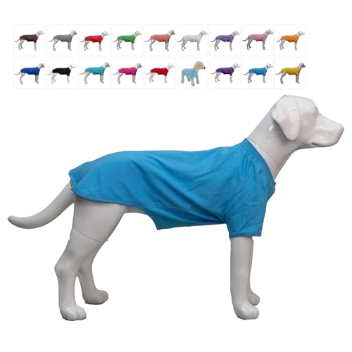 Lovelonglong Hund T-Shirt, 100% Baumwolle, Haustier T-Shirt, Hund-Unterhemd T-Shirts Für kleine Hunde Lake-Blue L von lovelonglong