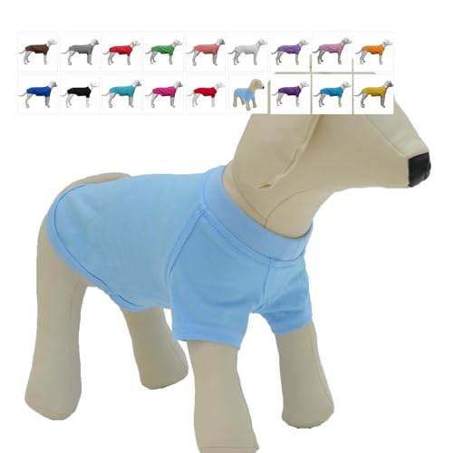 Lovelonglong Hund T-Shirt, 100% Baumwolle, Haustier T-Shirt, Hund-Unterhemd T-Shirts Für kleine Hunde Light-Blue L von lovelonglong