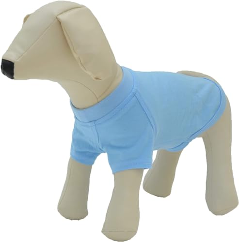 Lovelonglong Hund T-Shirt, 100% Baumwolle, Haustier T-Shirt, Hund-Unterhemd T-Shirts Für kleine Hunde Light-Blue L von lovelonglong