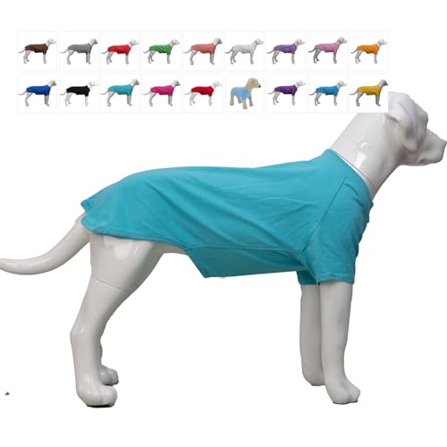 Lovelonglong Hund T-Shirt, 100% Baumwolle, Haustier T-Shirt, Hund-Unterhemd T-Shirts Für mittlere und große Hunde Turquoise XXL+ von lovelonglong