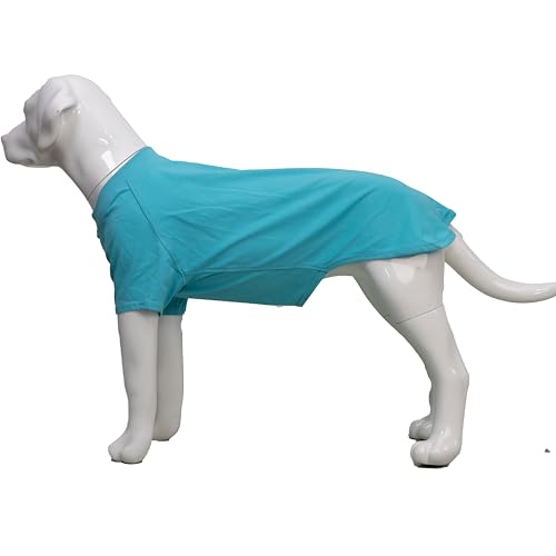 Lovelonglong Hund T-Shirt, 100% Baumwolle, Haustier T-Shirt, Hund-Unterhemd T-Shirts Für mittlere und große Hunde Turquoise XXL+ von lovelonglong