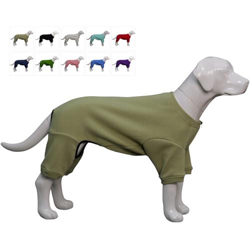 Lovelonglong Hunde-Einteiler, leichter Haustier-Pyjama, Hunde-Teddy-Kostüm, für kaltes Wetter, warmer Hunde-Pyjama für große, mittelgroße und kleine Hunde, Graugrün, Größe M von lovelonglong