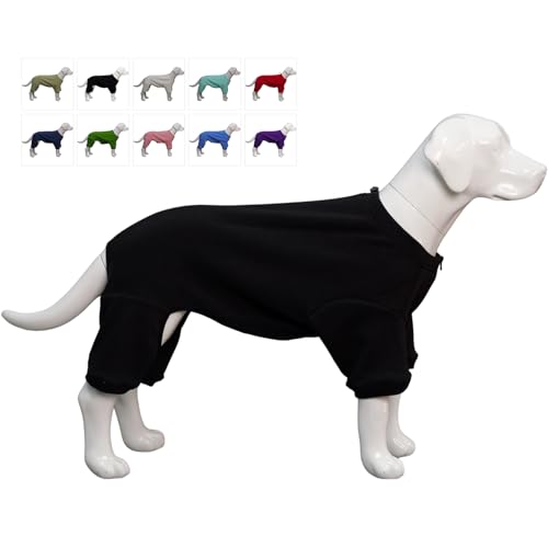 Lovelonglong Hunde-Einteiler, leichter Haustier-Pyjama, Hunde-Teddy-Kostüm, für kaltes Wetter, warmer Hunde-Pyjama für große, mittelgroße und kleine Hunde, Schwarz, Größe M von lovelonglong