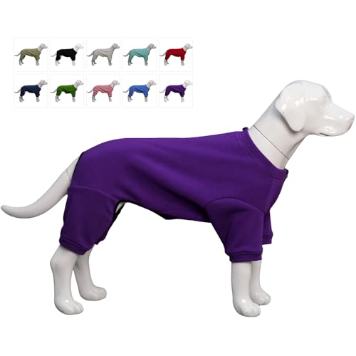 Lovelonglong Hunde-Einteiler, leichter Haustier-Pyjama, Hunde-Teddy-Kostüm, für kaltes Wetter, warmer Hunde-Pyjama für große, mittelgroße und kleine Hunde, Violett, Größe XS von lovelonglong