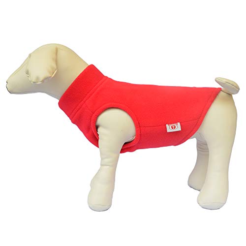 Lovelonglong Hunde-Winterweste, warm, atmungsaktiv, Polarfleece-Weste, Jacke, leichter Wintermantel mit Leinenhalsloch für kleine, mittelgroße und große Hunde, rot, XS von lovelonglong