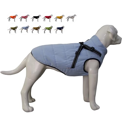 Lovelonglong wasserdichte Fleece-gefütterte Winter-Skijacke Haustiermantel für große, mittelgroße und kleine Hunde Grayblue 3XL von lovelonglong