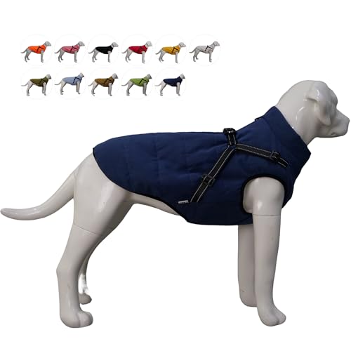 Lovelonglong wasserdichte Fleece-gefütterte Winter-Skijacke Haustiermantel für große, mittelgroße und kleine Hunde Navyblue 3XL von lovelonglong