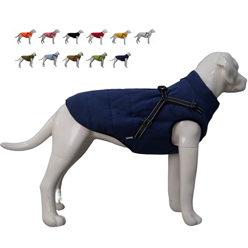 Lovelonglong wasserdichte Fleece-gefütterte Winter-Skijacke Haustiermantel für große, mittelgroße und kleine Hunde Navyblue XL von lovelonglong