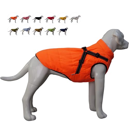 Lovelonglong wasserdichte Fleece-gefütterte Winter-Skijacke Haustiermantel für große, mittelgroße und kleine Hunde Orange XL von lovelonglong