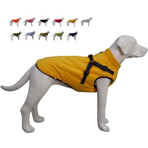 Lovelonglong wasserdichte Fleece-gefütterte Winter-Skijacke Haustiermantel für große, mittelgroße und kleine Hunde Yellow 2XL von lovelonglong