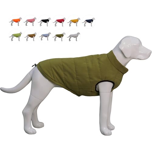 Lovelonglong wasserdichte Fleece-gefütterte Winterweste für Hunde - Knopf-Stil Hundemantel ArmyGreen XL von lovelonglong