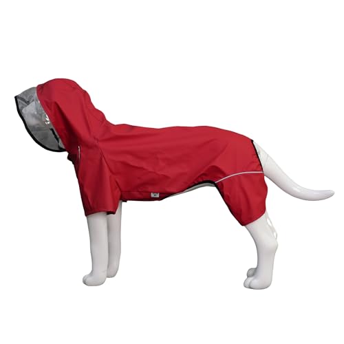 Vierbeiniger, vollständig abdeckender, wasserdichter Hunderegenmantel mit reflektierenden Merkmalen. Regenmäntel für große, mittelgroße und kleine Hunde. Red 2XL von lovelonglong