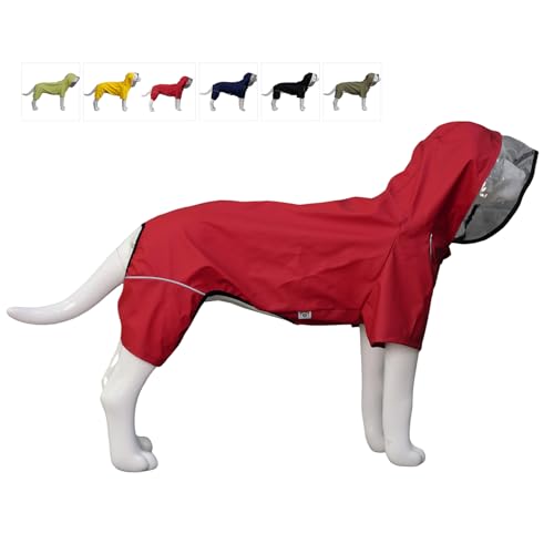 Vierbeiniger, vollständig abdeckender, wasserdichter Hunderegenmantel mit reflektierenden Merkmalen. Regenmäntel für große, mittelgroße und kleine Hunde. Red 4XL von lovelonglong