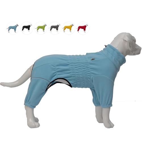 Warmer Hundemantel, Winddichte Hundejacke für kleine, mittlere und große Hunde, vierbeiniger Fleece-Hundewintermantel mit Reißverschluss, Hundeaussenjacke Turquoise L von lovelonglong