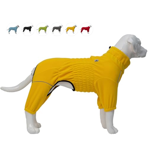 Warmer Hundemantel, Winddichte Hundejacke für kleine, mittlere und große Hunde, vierbeiniger Fleece-Hundewintermantel mit Reißverschluss, Hundeaussenjacke Yellow L von lovelonglong