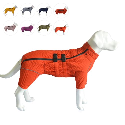 Warmer Hundemantel, doppellagige Hundeweste, Vier Beine bedeckt, Winddicht, wasserdicht, reflektierende warme Hundeweste, Outdoor-Schlittschuhkostüm für kleine, mittlere und große Hunde. Orange 4XL von lovelonglong