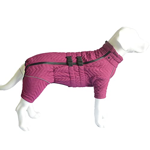 Warmer Hundemantel, doppellagige Hundeweste, Vier Beine bedeckt, Winddicht, wasserdicht, reflektierende warme Hundeweste, Outdoor-Schlittschuhkostüm für kleine, mittlere und große Hunde. Purple XXL von lovelonglong