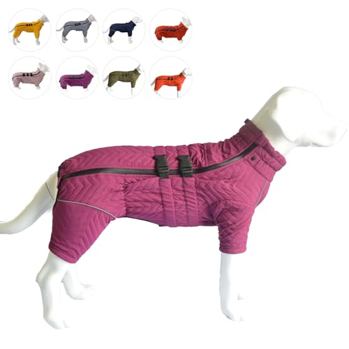 Warmer Hundemantel, doppellagige Hundeweste, Vier Beine bedeckt, Winddicht, wasserdicht, reflektierende warme Hundeweste, Outdoor-Schlittschuhkostüm für kleine, mittlere und große Hunde. Purple 5XL von lovelonglong