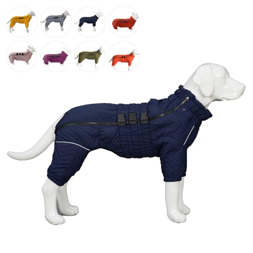 Warmer Hundemantel, doppellagige Hundeweste, vier Beine bedeckt, Winddicht, wasserdicht, reflektierende warme Hundeweste, Outdoor-Schlittschuhkostüm für kleine, mittlere und große Hunde. Navyblue 5XL von lovelonglong