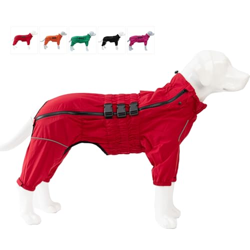 wasserdichte Hundejacke, leichte reflektierende Sicherheits-Hunderegenjacke, Winddichte und schneesichere Hundeweste für Bulldoggen Red B-M von lovelonglong