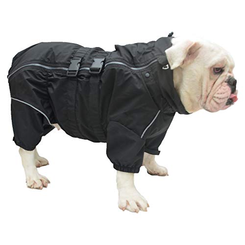 wasserdichte Hundejacke, leichte reflektierende Sicherheits-Hunderegenjacke, Winddichte und schneesichere Hundeweste für Bulldoggen Black B-M von lovelonglong