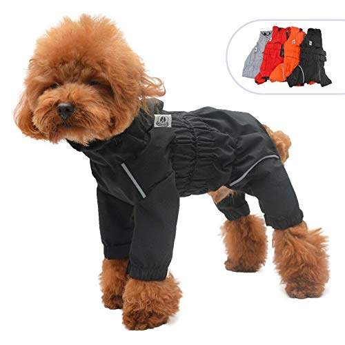 wasserdichte Hundejacke, leichte reflektierende Sicherheits-Hunderegenjacke, Winddichte und schneesichere Hundeweste für kleine, mittelgroße und große Hunde. Black XL von lovelonglong