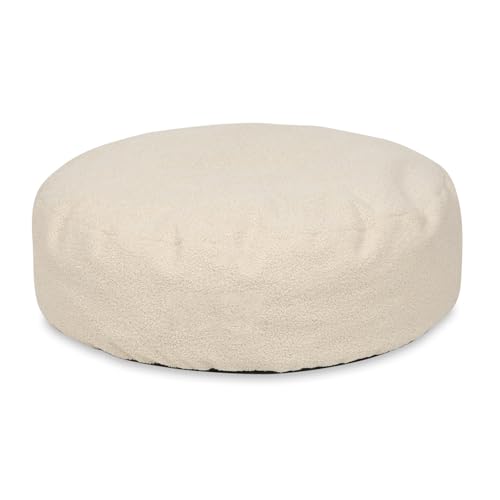 lovingHome® Coco Pouffe Hundekissen Tierbett Tierkissen abnehmbarer Bezug 67x67x20 in cm in versch. Farben (Hellbeige) von lovingHome