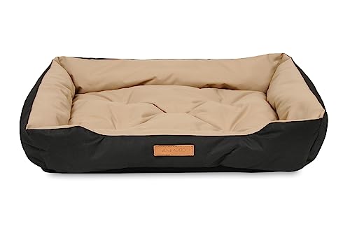 lovingHome® Gestepptes Hundebett Tiersofa Tierbett Hundekissen in versch. Farben (beige-schwarz) von lovingHome