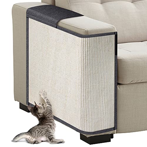 Lovzooy Katzenkratzmatte Sofaschoner, Katzenkratzmöbelschutz, natürlicher Sisal-Möbelschutz Kratzteppich für Katzen, Kratzteppich für Bett, Couch, Sofa, Sitz, Stuhl (Beige&Grau, Rechts) von lovzooy