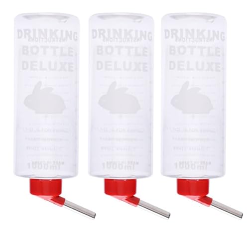 loweo 1000 ml Kleintier-Trinkbrunnen Automatisches Trinkwasser Hängende Wasserflasche Geeignet für Meerschweinchenfutterspender Rot von loweo