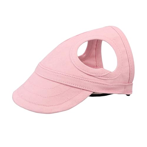 loyliawa Verstellbarer Kinnriemen, Hundehut, Haustiervisier, Strandhut, Sonnenschutz, Haustier-Baseballkappe mit Ohrlöchern, Rosa, Größe L von loyliawa