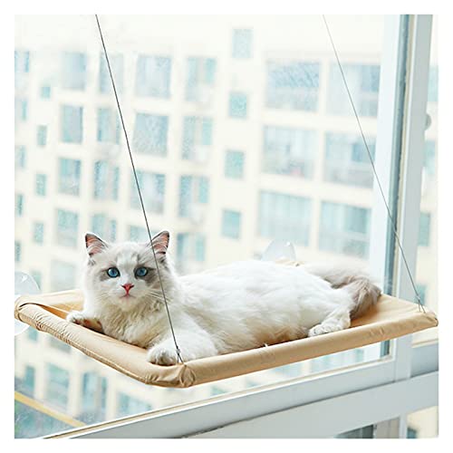 Hängematten/Katzen Hängematte Katzenfenster Perch Hängemattenfenster montiertes Katzenbett, Katze ruhender Sitz, hängen schlafendes Bett Haustier Hängematte (Color : Khaki) von luckxuan