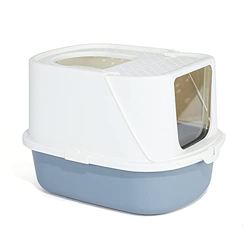 Katzentoilette Bedeckte Wurf Box Große Kapuze □ Katze Wurf Box Geschlossene und abnehmbare Katze Toilette, 57 cm × 43,6 cm × 38,2 cm Katzentoiletten (Color : Blue) von luckxuan