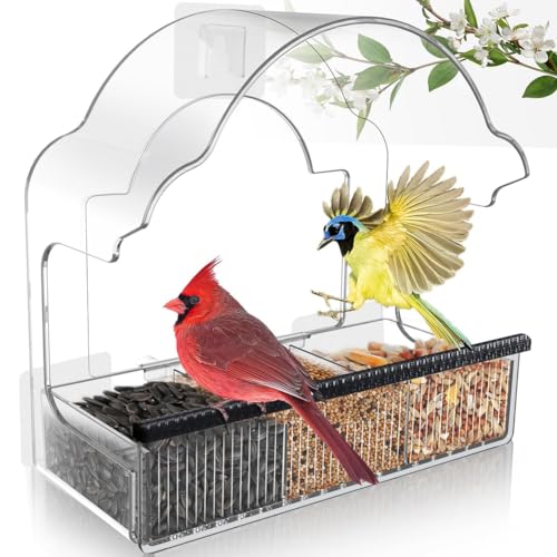 luxurious Fenster-Vogelhäuschen für Den Außenbereich, Durchsichtiges Vogelfenster-Futterhäuschen mit 3 Stark Klebenden Folien, Transparentes Acryl-Vogelhäuschen A von luxurious