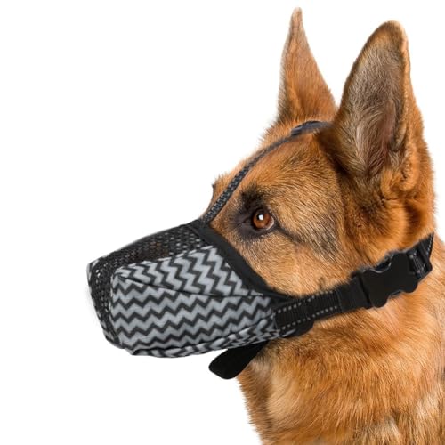 luxurious Maulkorb für Hunde, Atmungsaktives Air-Mesh-Maulkorb für Mittelgroße und Große Hunde, Um Beißen, Bellen und Kauen zu Verhindern, Weicher Maulkorb M von luxurious