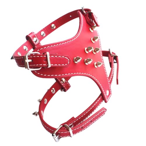 luxurious Welpen-Hundegeschirrweste Aus Leder mit Spikes und Nieten für Kleine Hunderassen, Hundegeschirr, Hundehalsband, 1 Stück, Rot von luxurious
