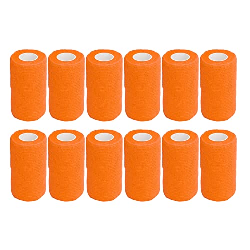 lvifloae 12 Stück Selbstklebende Bandage, Bandage, Naturlatex, elastisch, selbstklebend, für Kühe, Hunde, Pferde, Haustiere (10 cm, rot) (Orange) von lvifloae