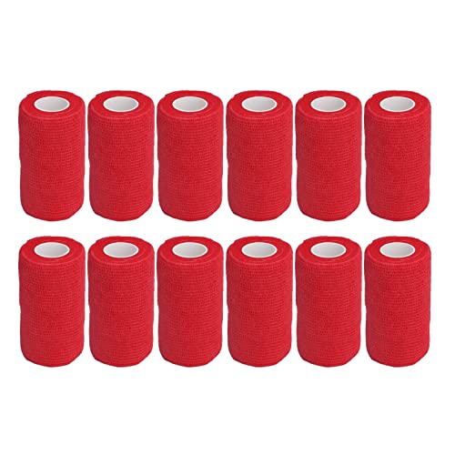 lvifloae 12 Stück Selbstklebende Bandage, Bandage, Naturlatex, elastisch, selbstklebend, für Kühe, Hunde, Pferde, Haustiere (10 cm, rot) (Rot) von lvifloae