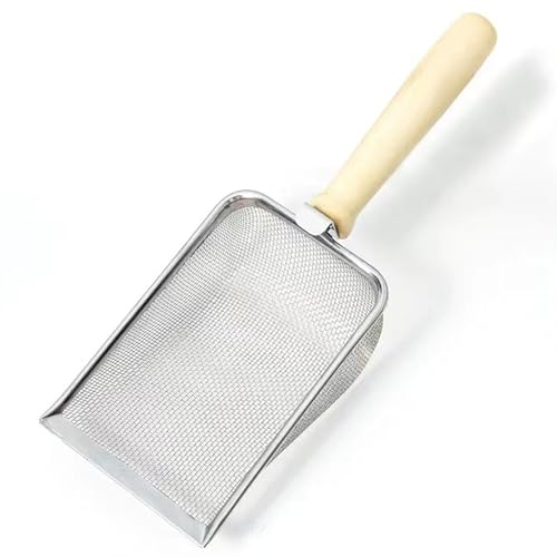 lvifloae Fine Mesh Cat Litter Mesh Scoop Metal Mesh Cat Litter Scoop Reptile Sand Substrate Scoop Shovel Sifter with Wooden Handle 2.0 Mesh for Sand Bedding (1.5 Mesh) von lvifloae