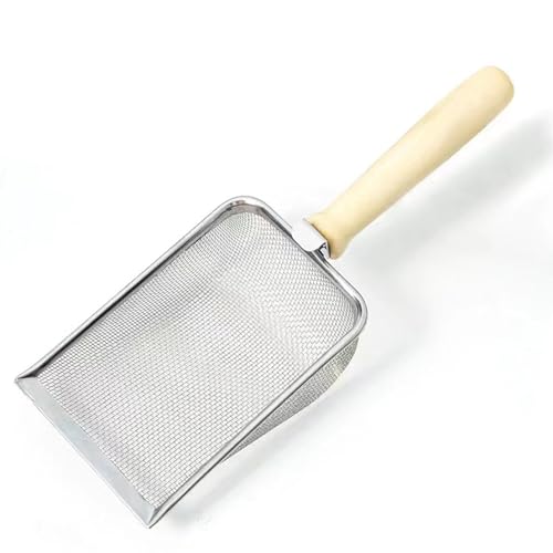 lvifloae Fine Mesh Cat Litter Mesh Scoop Metal Mesh Cat Litter Scoop Reptile Sand Substrate Scoop Shovel Sifter with Wooden Handle 2.0 Mesh for Sand Bedding (2.0 Mesh) von lvifloae