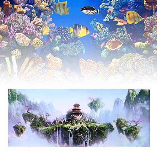 lvifloae PVC-wasserdichter, Selbstklebender Sky Castle-Muster-Aquarium-Hintergrund-Poster-Aufkleber, Aquarium-Dekoration, Aufkleber, 61 x 30 cm (122 * 50cm) von lvifloae