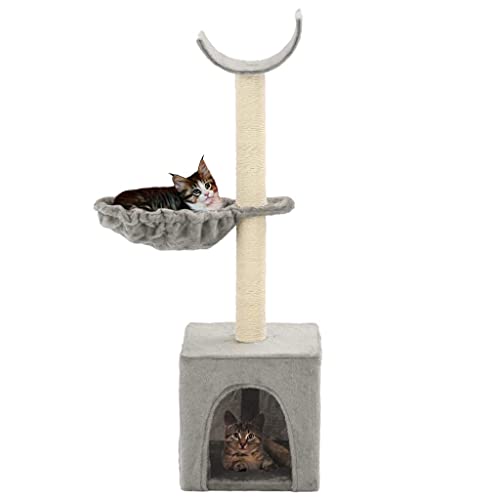 Katzenbaum Katzenkletterturm, Katzenkratzbaum Katzenbaum mit Sisal Kratzbäume 105cm Grau Katze Kletterbaum Haus Katzenkratzmöbel für Kätzchen von lvssiao