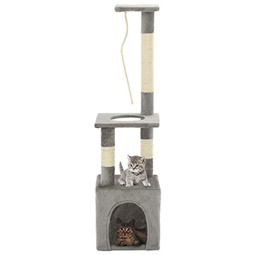 Katzenbaum Katzenkletterturm, Katzenkratzbaum Katzenbaum mit Sisal Kratzbäume 109cm Grau Katze Kletterbaum Haus Katzenkratzmöbel für Kätzchen von lvssiao