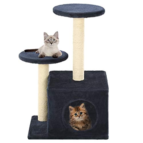 Katzenbaum Katzenkletterturm, Katzenkratzbaum Katzenbaum mit Sisal Kratzbäume 60cm Dunkelblau Katzenkletterbaum Haus Katzenkratzmöbel für Kätzchen von lvssiao