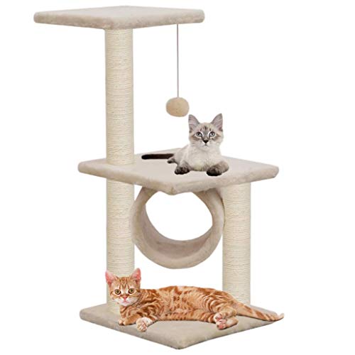 Katzenbaum Katzenkletterturm, Katzenkratzbaum Kratzbaum mit Sisal Kratzbäume 65cm Beige Katze Kletterbaum Haus Katzenkratzmöbel für Kätzchen von lvssiao