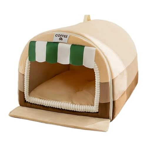 Hundehütte für den Innenbereich, warmes Haustier-Nistbett, Plüsch-Kätzchen, geschlossenes Design, mit Tragegriff, 35 x 30 x 30 cm, ideal für kleine Hunde, Katzen, Kätzchen und Welpen von lwxij