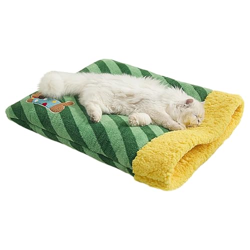 Katze Schlafsack, Plüschkatze -Bett Sack, warmes Fleece -Bett für Kätzchen, weich und atmungsaktiv, waschbar, 17,72 x 13,78 Zoll, ideal für gemütliche Katze Nickerchen und Ruhe zu Hause oder Tierarztg von lwxij